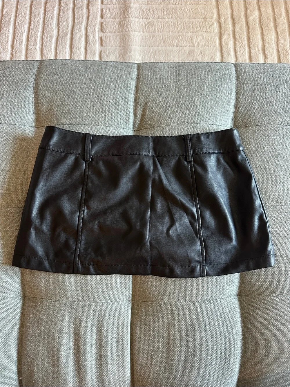 Edited Faux Leather Black Mini Skirt - shorts inside
